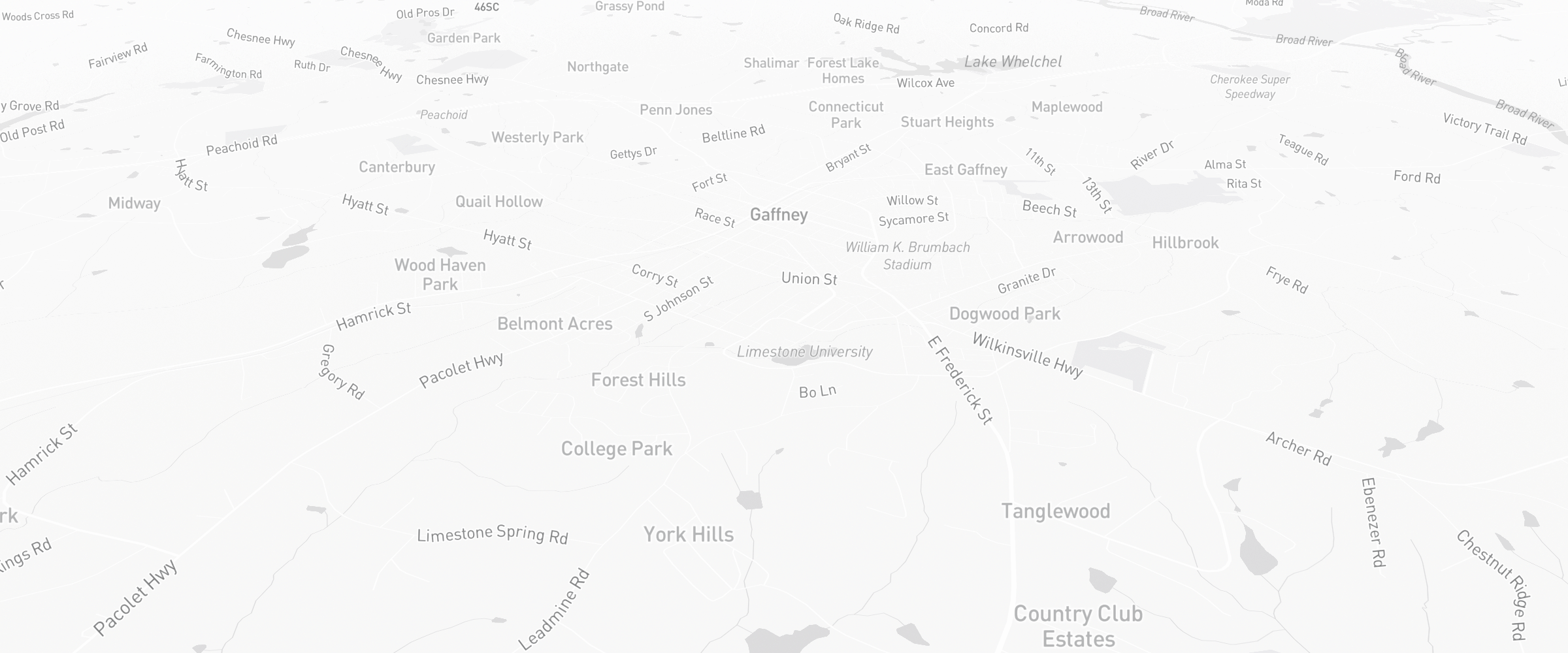 Neighborhood map of Gaffney, SC — the area served by Life Insurance Agents of Gaffney Group